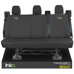 Ford Transit Custom Rear Triple INKA Tailored Waterproof Seat Covers Transit Custom Sport Embroidery [Choice of 6 Colours] MY2012 - 2023