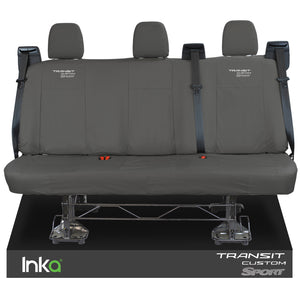 Ford Transit Custom Rear Triple INKA Tailored Waterproof Seat Covers Transit Custom Sport Embroidery [Choice of 6 Colours] MY2012 - 2023