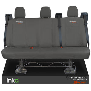 Ford Transit Custom Rear Triple INKA Tailored Waterproof Seat Covers Transit Custom Sport Embroidery [Choice of 6 Colours] MY2012 - 2023