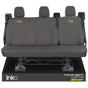 Ford Transit Custom Rear Triple INKA Tailored Waterproof Seat Covers Transit Custom Sport Embroidery [Choice of 6 Colours] MY2012 - 2023