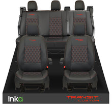 Load image into Gallery viewer, Ford Transit Custom INKA Front &amp; Rear Tailored Seat Cover Black Bentley Diamond Quilt
