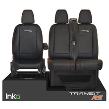 Load image into Gallery viewer, Ford Transit MK8 RS Front INKA Tailored Leatherette Seat Covers Black JUMBO MY 14-23
