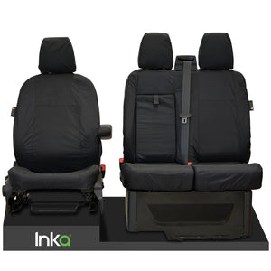 FORD TRANSIT MK8 FRONT TAILORED WATERPROOF SEAT COVERS JUMBO BLACK 14-2023