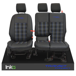 Ford Transit Connect Front Set Tailored Seat Covers Black OEM Leatherlook Vinyl