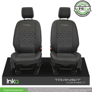 Ford Transit Connect Front 1+1 INKA Tailored Seat Covers Black Bentley Diamond Quilt MARK 2 - MY-2013-2023