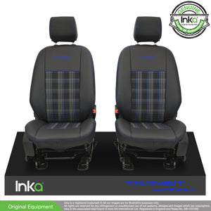 Ford Transit Connect Front 1+1 INKA Tailored GTi Tartan Seat Covers Black OEM - MY 2013-23