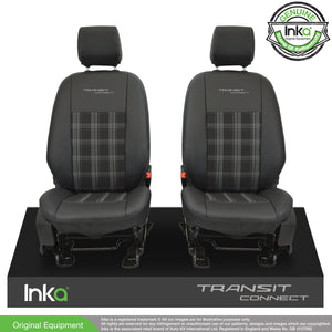 Ford Transit Connect Front 1+1 INKA Tailored GTi Tartan Seat Covers Black OEM - MY 2013-23