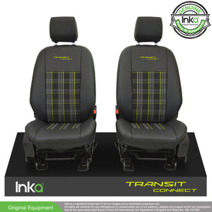 Ford Transit Connect Front 1+1 INKA Tailored GTi Tartan Seat Covers Black OEM - MY 2013-23