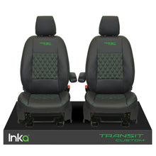Load image into Gallery viewer, Ford Transit Custom INKA Front 1+1 Tailored Seat Covers Black Bentley Diamond Quilt ( Choice of 6 Colours MY-2012-23)
