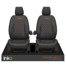 Load image into Gallery viewer, Ford Transit Custom INKA Front 1+1 Tailored Seat Covers Black Bentley Diamond Quilt ( Choice of 6 Colours MY-2012-23)
