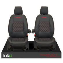 Load image into Gallery viewer, Ford Transit Custom INKA Front 1+1 Tailored Seat Covers Black Bentley Diamond Quilt ( Choice of 6 Colours MY-2012-23)
