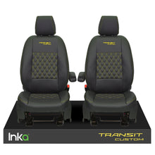 Load image into Gallery viewer, Ford Transit Custom INKA Front 1+1 Tailored Seat Covers Black Bentley Diamond Quilt ( Choice of 6 Colours MY-2012-23)
