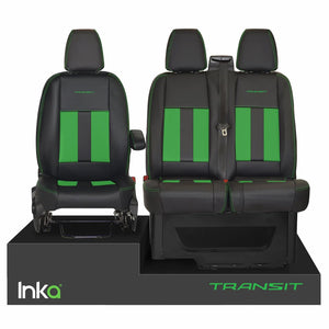 Ford Transit MK8 Front 1+2 Striped OEM Vinyl Matt Leatherette Seat Covers Black [Choice of 6 colours]