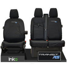 Load image into Gallery viewer, FORD TRANSIT MK8 RS FRONT TAILORED WATERPROOF SEAT COVERS BLACK JUMBO 2014-2023

