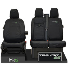 Load image into Gallery viewer, FORD TRANSIT MK8 RS FRONT TAILORED WATERPROOF SEAT COVERS BLACK JUMBO 2014-2023
