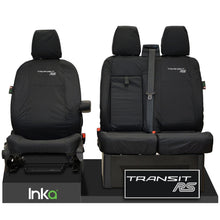 Load image into Gallery viewer, FORD TRANSIT MK8 RS FRONT TAILORED WATERPROOF SEAT COVERS BLACK JUMBO 2014-2023

