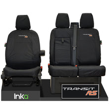 Load image into Gallery viewer, FORD TRANSIT MK8 RS FRONT TAILORED WATERPROOF SEAT COVERS BLACK JUMBO 2014-2023
