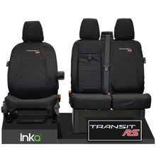 Load image into Gallery viewer, FORD TRANSIT MK8 RS FRONT TAILORED WATERPROOF SEAT COVERS BLACK JUMBO 2014-2023
