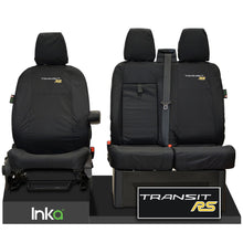 Load image into Gallery viewer, FORD TRANSIT MK8 RS FRONT TAILORED WATERPROOF SEAT COVERS BLACK JUMBO 2014-2023
