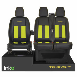 Ford Transit MK8 Front 1+2 Striped OEM Vinyl Matt Leatherette Seat Covers Black [Choice of 6 colours]