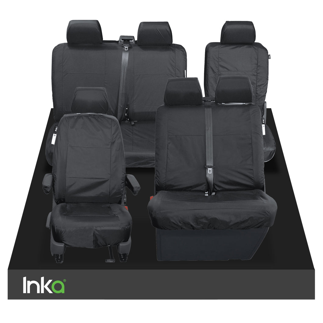 INKA Tailored VolksWagen (VW) T6 Transporter Van Waterproof Front 1+2 & Rear 2+1 Seat Covers [Choice of 2 Colours]