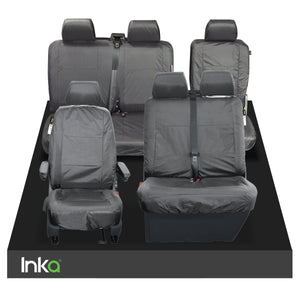 INKA Tailored VolksWagen (VW) T6 Transporter Van Waterproof Front 1+2 & Rear 2+1 Seat Covers [Choice of 2 Colours]