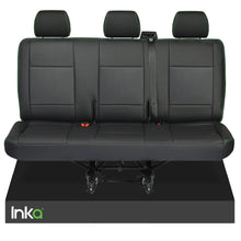 Load image into Gallery viewer, VW Transporter T6.1,T6,T5.1,T5 Tailored Rear Triple Seat Covers Black Leatherette [Choice of 6 Stitch Colours]
