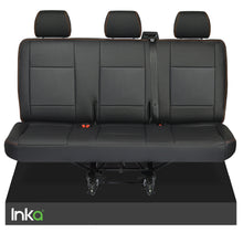 Load image into Gallery viewer, VW Transporter T6.1,T6,T5.1,T5 Tailored Rear Triple Seat Covers Black Leatherette [Choice of 6 Stitch Colours]
