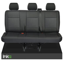 Load image into Gallery viewer, VW Transporter T6.1,T6,T5.1,T5 Tailored Rear Triple Seat Covers Black Leatherette [Choice of 6 Stitch Colours]
