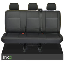 Load image into Gallery viewer, VW Transporter T6.1,T6,T5.1,T5 Tailored Rear Triple Seat Covers Black Leatherette [Choice of 6 Stitch Colours]
