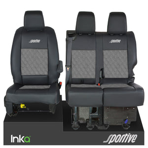 Vauxhall Vivaro Sportive MK3 Front 1+2 Tailored Seat Covers Leatherette - Alcantara Look - Choice of 6 Colours  MY16-22