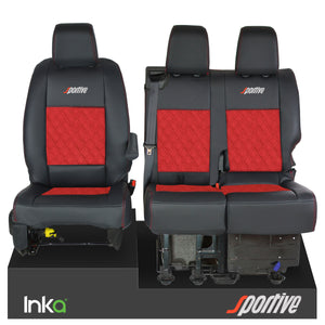 Vauxhall Vivaro Sportive MK3 Front 1+2 Tailored Seat Covers Leatherette - Alcantara Look - Choice of 6 Colours  MY16-22