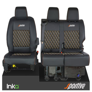 Vauxhall Vivaro Sportive MK3 Front 1+2 Seat Covers Black Bentley Diamond Quilt - Choice of 6 Colours - MY-16-22