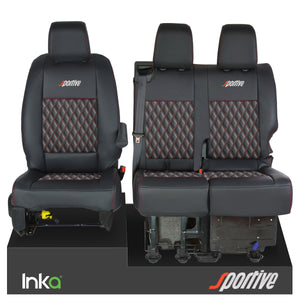 Vauxhall Vivaro Sportive MK3 Front 1+2 Seat Covers Black Bentley Diamond Quilt - Choice of 6 Colours - MY-16-22