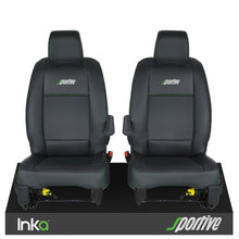 Load image into Gallery viewer, Vauxhall Vivaro Sportive MK3 Front 1+1 Plain Black Seat Covers with EMB MY16-22
