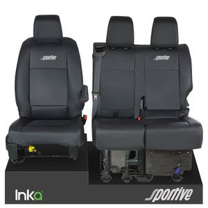 Vauxhall Vivaro Sportive MK3 INKA Front 1+2 Plain Black Seat Covers - MY2016-2022 ( Choice of 6 Colours )