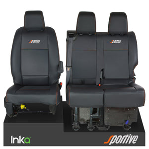 Vauxhall Vivaro Sportive MK3 INKA Front 1+2 Plain Black Seat Covers - MY2016-2022 ( Choice of 6 Colours )