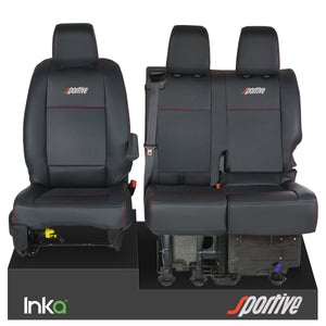 Vauxhall Vivaro Sportive MK3 INKA Front 1+2 Plain Black Seat Covers - MY2016-2022 ( Choice of 6 Colours )