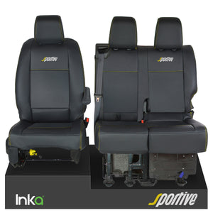 Vauxhall Vivaro Sportive MK3 INKA Front 1+2 Plain Black Seat Covers - MY2016-2022 ( Choice of 6 Colours )