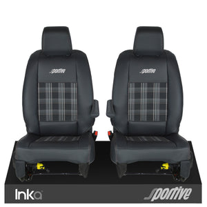 Vauxhall Vivaro Sportive Front 1+1 INKA Tailored GTi Tartan Seat Cover Black OEM - Choice of 6 Colours - MY 2016-22