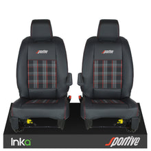 Load image into Gallery viewer, Vauxhall Vivaro Sportive Front 1+1 INKA Tailored GTi Tartan Seat Cover Black OEM - Choice of 6 Colours - MY 2016-22
