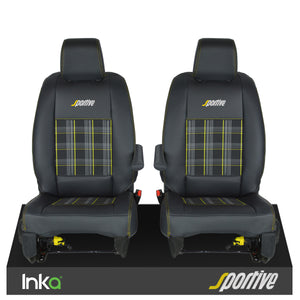 Vauxhall Vivaro Sportive Front 1+1 INKA Tailored GTi Tartan Seat Cover Black OEM - Choice of 6 Colours - MY 2016-22