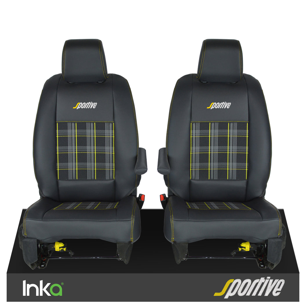 Vauxhall Vivaro Sportive Front 1+1 INKA Tailored GTi Tartan Seat Cover Black OEM - Choice of 6 Colours - MY 2016-22