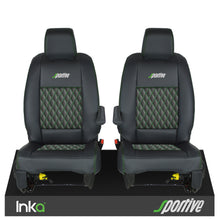 Load image into Gallery viewer, Vauxhall Vivaro Sportive MK3 Front 1+1 Seat Covers Black Bentley Diamond Quilt MY16-23
