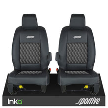 Load image into Gallery viewer, Vauxhall Vivaro Sportive MK3 Front 1+1 Seat Covers Black Bentley Diamond Quilt MY16-23
