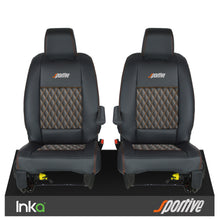 Load image into Gallery viewer, Vauxhall Vivaro Sportive MK3 Front 1+1 Seat Covers Black Bentley Diamond Quilt MY16-23
