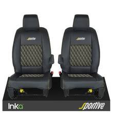 Load image into Gallery viewer, Vauxhall Vivaro Sportive MK3 Front 1+1 Seat Covers Black Bentley Diamond Quilt MY16-23
