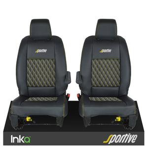 Vauxhall Vivaro Sportive MK3 Front 1+1 Seat Covers Black Bentley Diamond Quilt MY16-23
