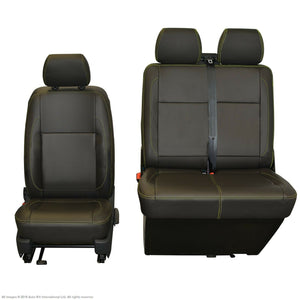 VW Transporter T6.1, T6 & T5.1 INKA Tailored Front Seat Covers Black Matt Leatherette with NO AR [Choice of 7 colours]
