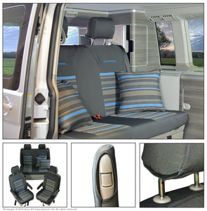 VW California T6.1, T6, T5.1, T5 Ocean, Coast, Beach SE Tailored Lifestyle Seat Covers, Second Skin Takato Grey